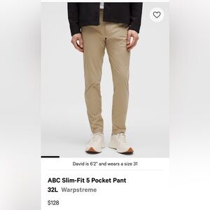 COPY - Lululemon Men’s ABC Slim- Fit 5 Pocket Pant - 30”L